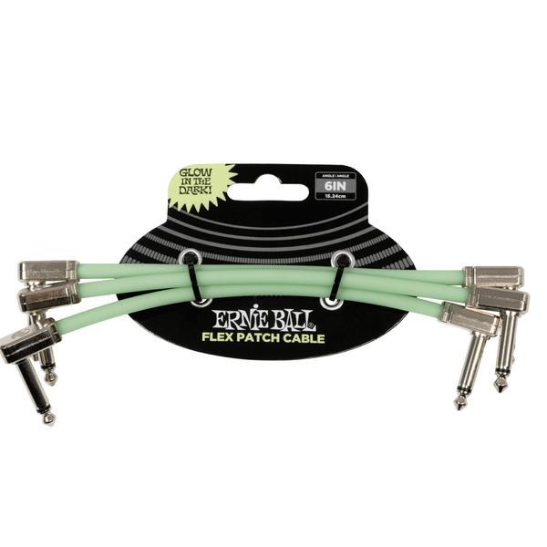 ERNIE BALL-蓄光パッチケーブル3本パックEB 6475 Flex Patch Cable 6' LL Glow-in-Dark 3Pack