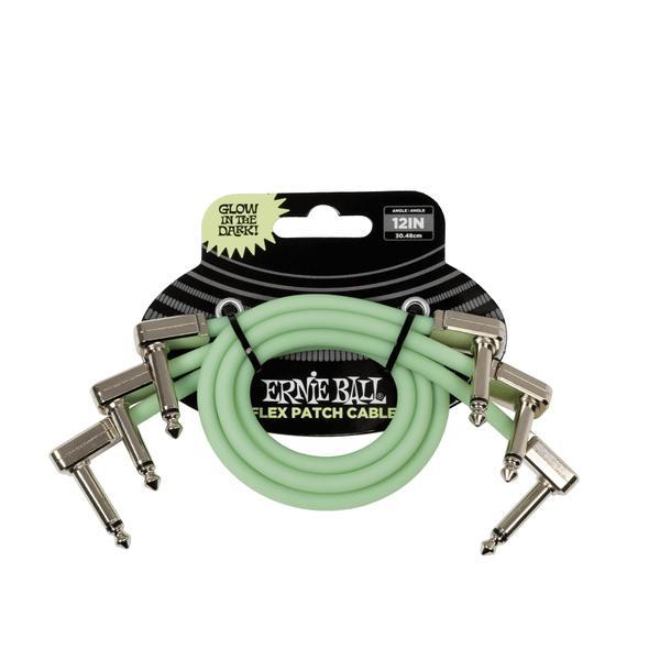 ERNIE BALL-蓄光パッチケーブル3本パックEB 6476 Flex Patch Cable 12' LL Glow-in-Dark 3Pack