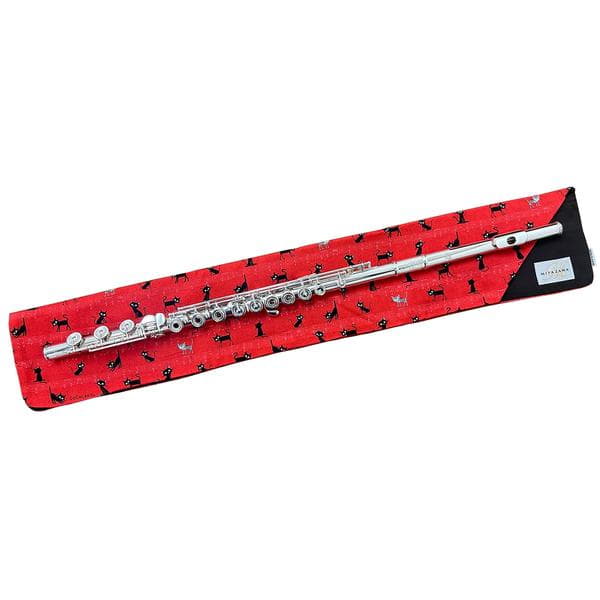 MIYAZAWA-フルートマットフルートマット ネコ 五線 レッド