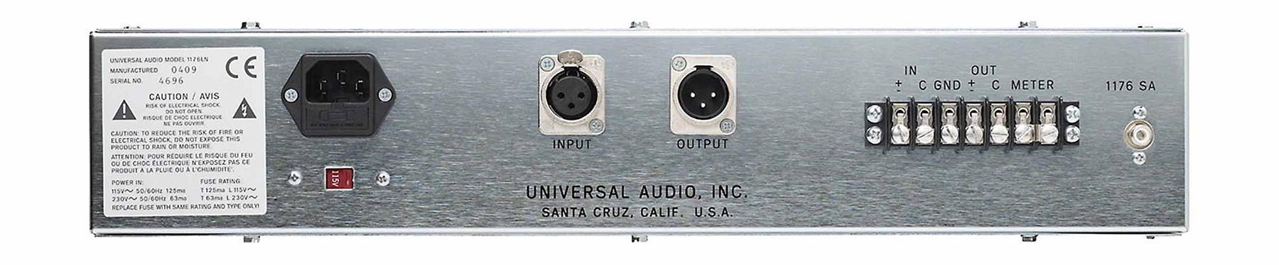 1176LN Classic Limiting Amplifier背面画像 1176LN Classic Limiting Amplifier背面画像