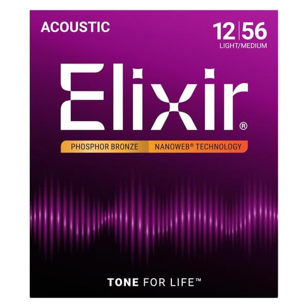 Elixir-アコースティックギター弦16077 Phosphor Light-Medium 12-56
