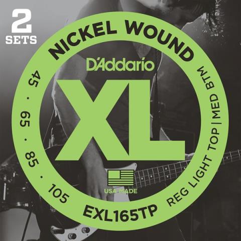 D'Addario-ベース用弦2パックセットEXL165TP Regular Light Top / Medium Bottom 45-105