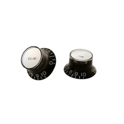 Gibson-コントロールノブPRMK-010 Top Hat Knobs w/ Silver Metal Insert (Black)