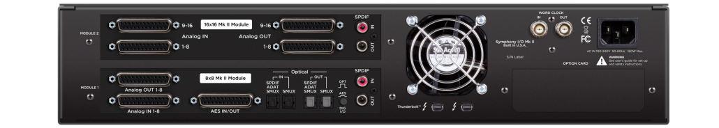 Symphony I/O Mk II 24 x 24 Analog I/O + 8 x 8 AES/Optical I/O TB背面画像 Symphony I/O Mk II 24 x 24 Analog I/O + 8 x 8 AES/Optical I/O TB背面画像