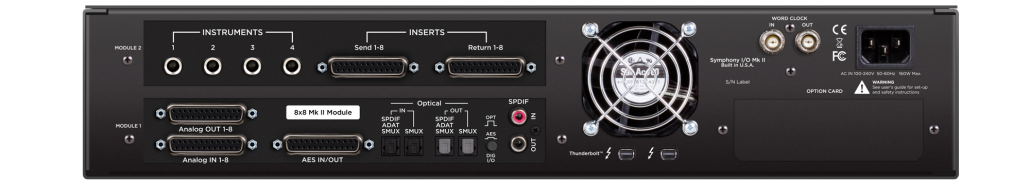 Symphony I/O Mk II 8 x 8 Analog I/O + 8 x 8 AES/Optical I/O + 8 Mic Preamps TB背面画像 Symphony I/O Mk II 8 x 8 Analog I/O + 8 x 8 AES/Optical I/O + 8 Mic Preamps TB背面画像