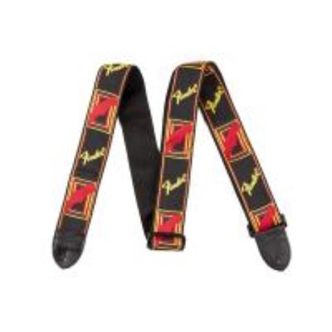 Fender-ストラップMonogrammed Strap Black/Yellow/Red