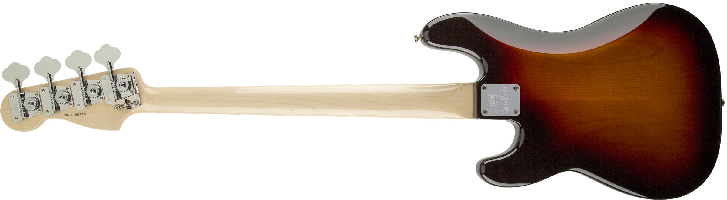 Tony Franklin Fretless Precision Bass, Ebony Fingerboard, 3-Color Sunburst背面画像 Tony Franklin Fretless Precision Bass, Ebony Fingerboard, 3-Color Sunburst背面画像