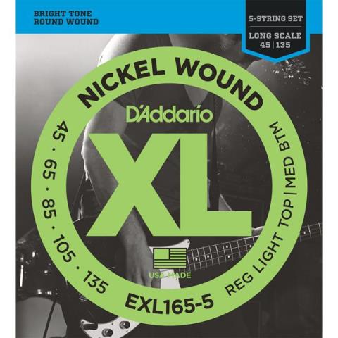 D'Addario-5弦エレキベース弦EXL165-5 5弦 Regular Light Top / Medium Bottom 45-135