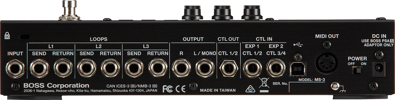 MS-3 Multi Effects Switcher背面画像 MS-3 Multi Effects Switcher背面画像