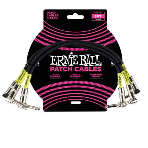ERNIE BALL-パッチケーブル1' Angle / Angle Patch Cable 3-Pack - Black