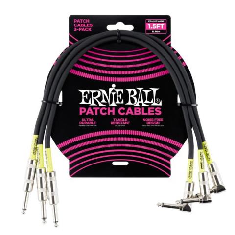ERNIE BALL-パッチケーブル1.5' Straight / Angle Patch Cable 3-Pack - Black
