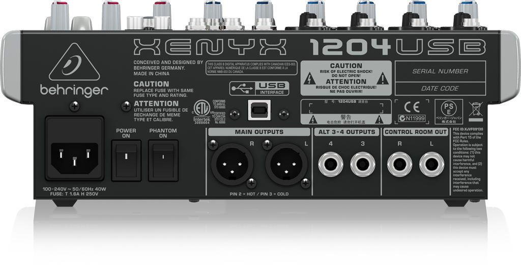 XENYX新品在庫状況をご確認ください　MUSIC　BEHRINGER　WEBSHOP　8chアナログミキサー/USBオーディオインターフェイス1204USB　PLANT
