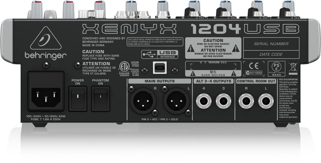 1204USB XENYX背面画像 1204USB XENYX背面画像