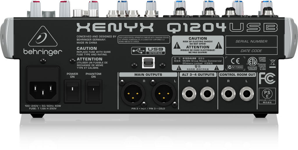 Q1204USB XENYX背面画像 Q1204USB XENYX背面画像
