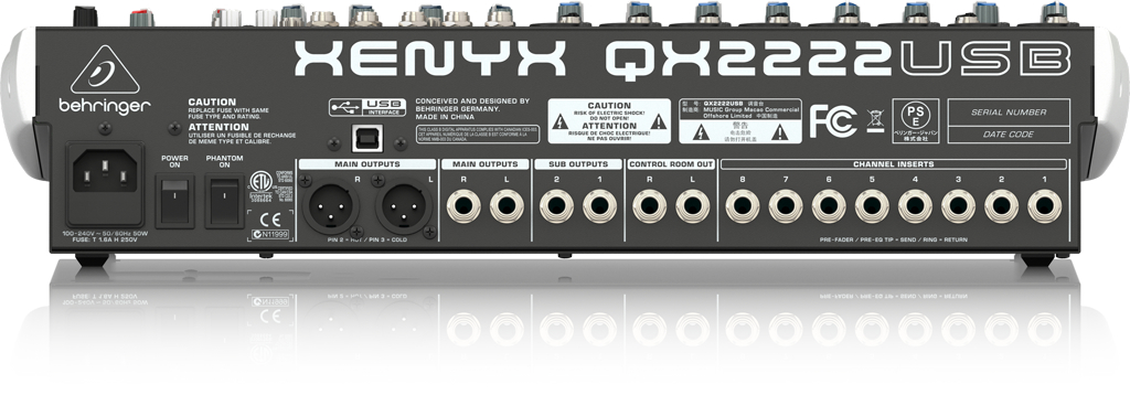 QX2222USB XENYX背面画像 QX2222USB XENYX背面画像