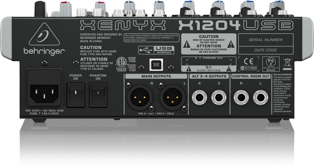 X1204USB XENYX背面画像 X1204USB XENYX背面画像