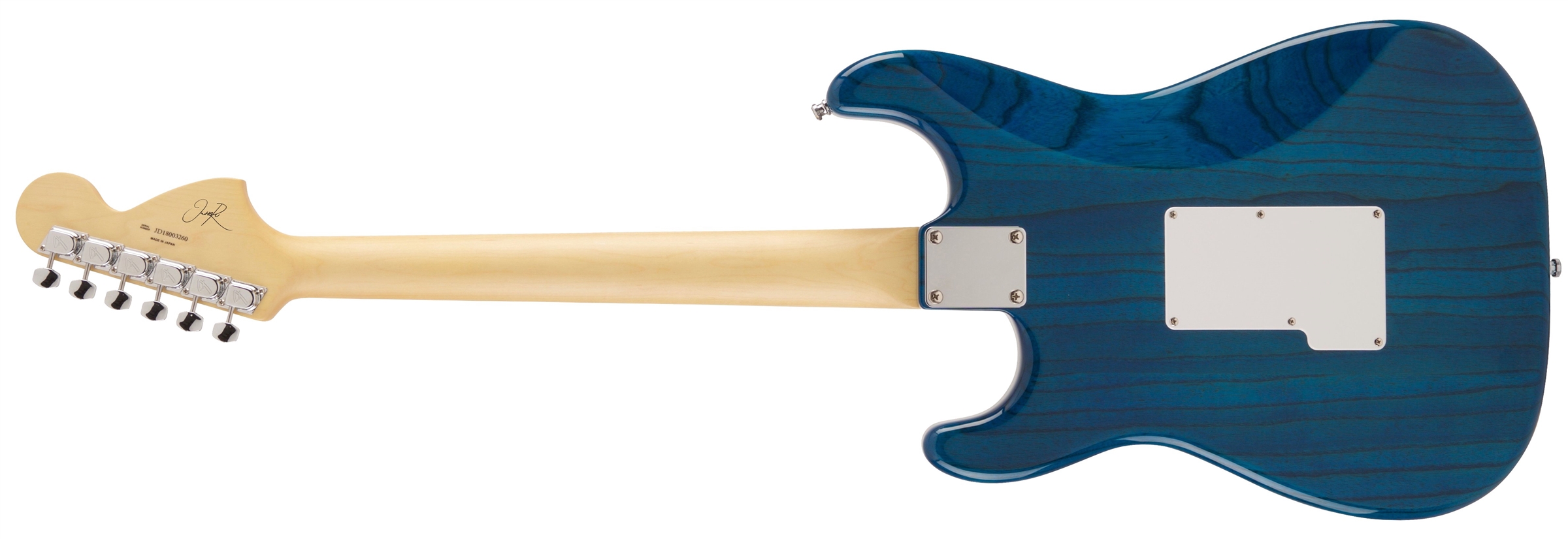 Michiya Haruhata Stratocaster Caribbean Blue Transparent背面画像 Michiya Haruhata Stratocaster Caribbean Blue Transparent背面画像