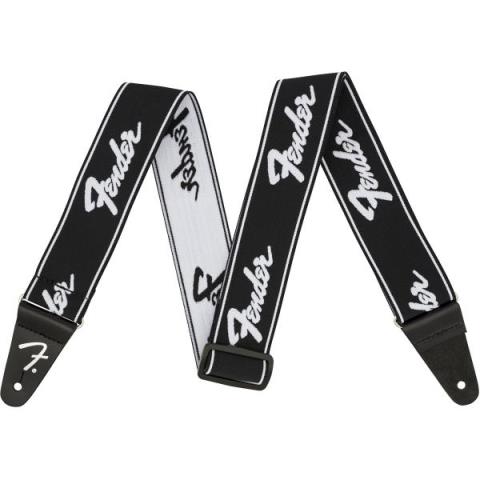 Fender WeighLess Running Logo Strap Black and Whiteサムネイル