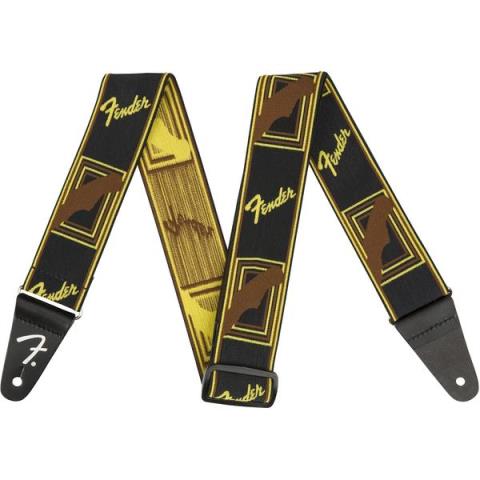 Fender-ストラップWeighLess Monogram Strap Black/Yellow/Brown