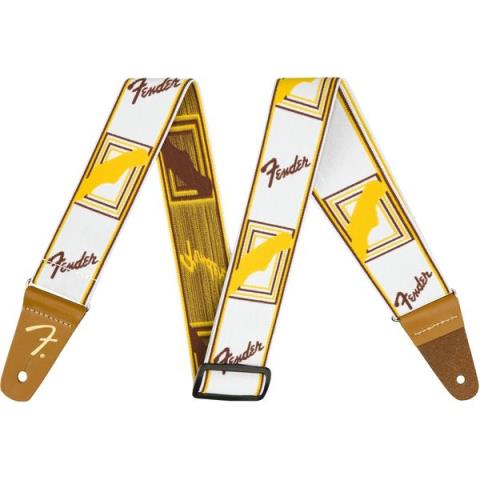 Fender-ストラップWeighLess Monogram Strap White/Brown/Yellow