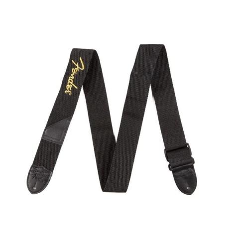 Fender-ストラップFender 2" Black Poly Strap w/ Yellow Fender Logo
