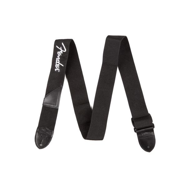 Fender-ストラップFender 2" Black Poly Strap w/ White Fender Logo