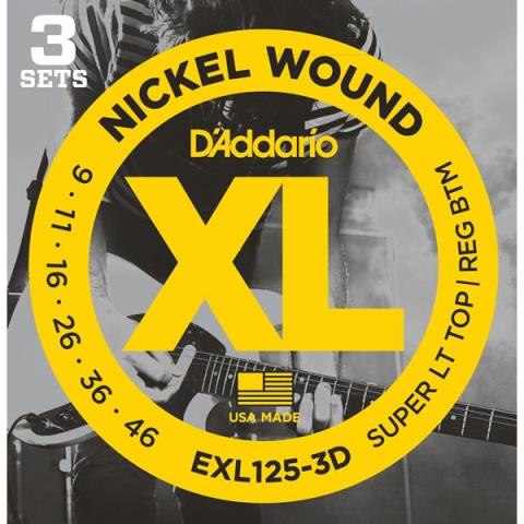 D'Addario-エレキギター弦3パックセットEXL125-3D Super Light Top/ Regular Bottom 09-46