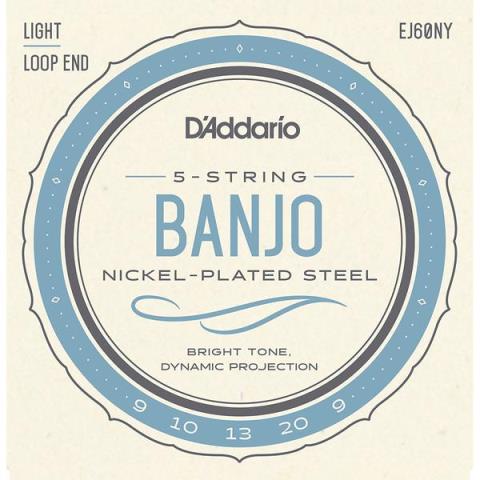D'Addario-バンジョー弦EJ60NY 5-String Banjo, Nickel Plated, Light, 9-20