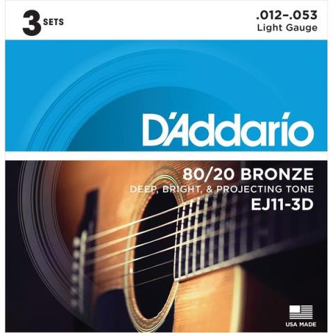 D'Addario-アコースティックギター弦EJ11-3D Light 12-53