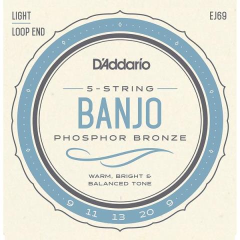 D'Addario-バンジョー弦EJ69 5-String Banjo, Phosphor Bronze Light, 9-20