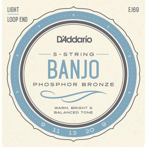 D'Addario-バンジョー弦EJ69 5-String Banjo, Phosphor Bronze Light, 9-20