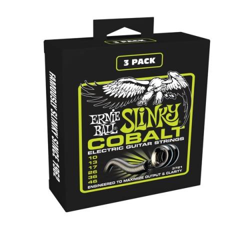 ERNIE BALL-エレキギター弦3セットパック3721 Regular Slinky Cobalt 10-46 3packs