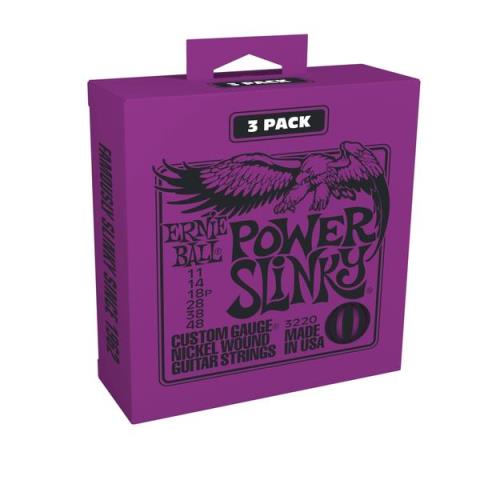 ERNIE BALL-エレキギター弦3セットパック3220 Power Slinky 11-48 3pack