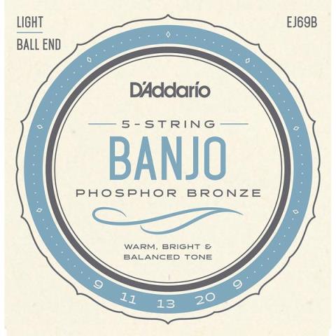 D'Addario-バンジョー弦EJ69B 5-String Ball-End Banjo, Phosphor Bronze, Light, 9-20