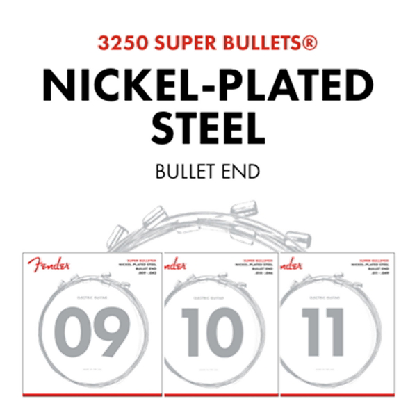 End,　Gauges　Steel,　(6)新品在庫あります!　Fender　Bullet　Plated　エレキギター弦Super　Bullet　WEBSHOP　Strings,　PLANT　Nickel　3250L　.009-.042,　MUSIC