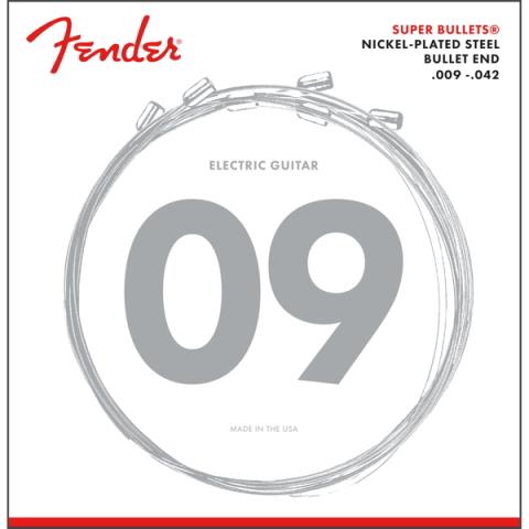 Fender-エレキギター弦Super Bullet Strings, Nickel Plated Steel, Bullet End, 3250L Gauges .009-.042, (6)