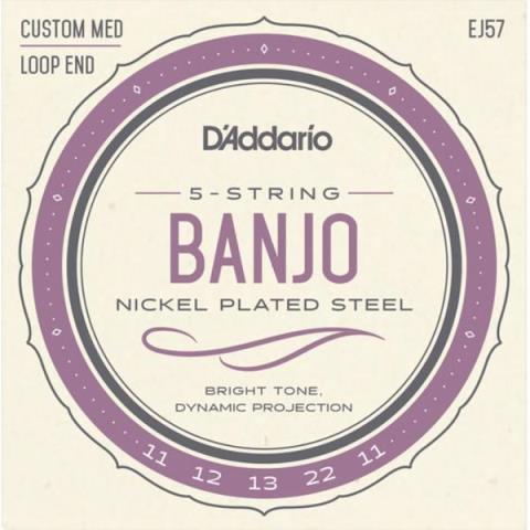 D'Addario-バンジョー弦EJ57 5-String Banjo, Nickel Plated, Custom Medium, 11-22
