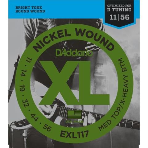 D'Addario-エレキギター弦EXL117 Medium Top/Extra Heavy Bottom 11-56