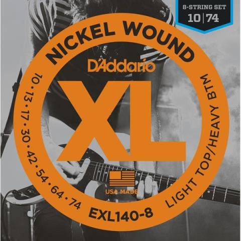 D'Addario-8弦エレキギター弦EXL140-8 Light Top/Heavy Bottom 8-Strings 10-74