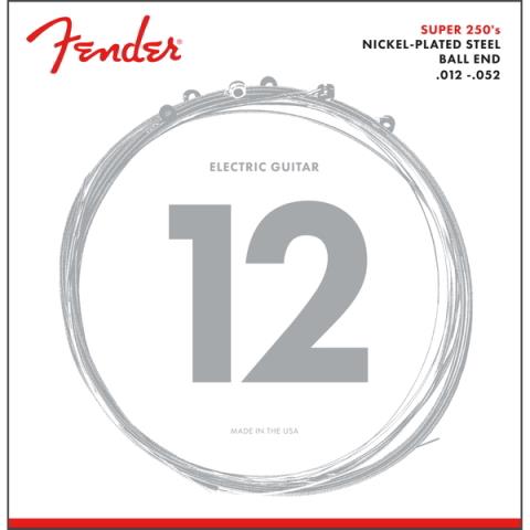 Fender-エレキギター弦Super 250 Guitar Strings, Nickel Plated Steel, Ball End, 250H Gauges .012-.052, (6)