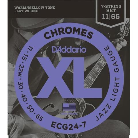 D'Addario-7弦エレキギターフラットワウンド弦ECG24-7 Jazz Light 7-Strings 11-65