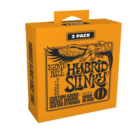 ERNIE BALL-エレキギター弦3セットパック3222 Hybrid Slinky 09-46 3Pack