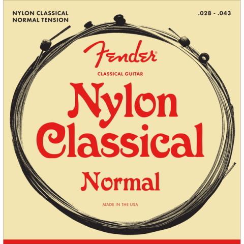 Fender-ガットギター弦Nylon Acoustic Strings, 130 Clear/Silver, Ball End, Gauges .028-.043, (6)