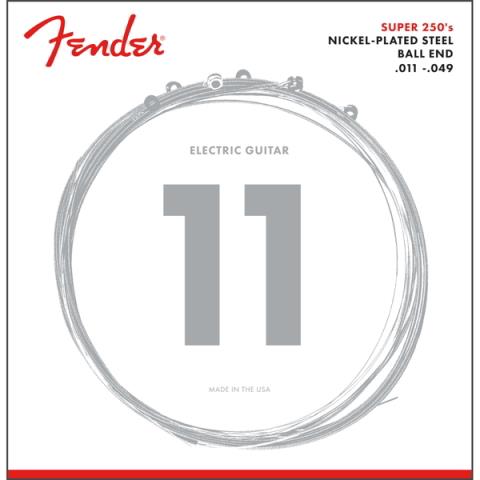 Fender-エレキギター弦Super 250 Guitar Strings, Nickel Plated Steel, Ball End, 250M Gauges .011-.049, (6)