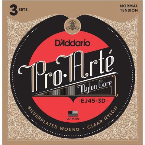 D'Addario-クラシックギター弦3パックセットEJ45-3D Normal 28-43