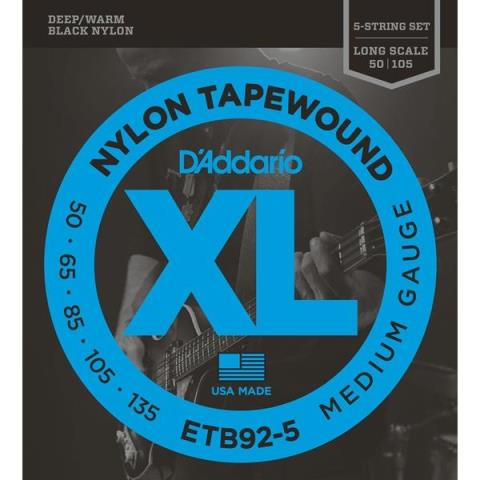 D'Addario-5弦エレキベース弦ETB92-5 5弦 Black Nylon Medium 50-135