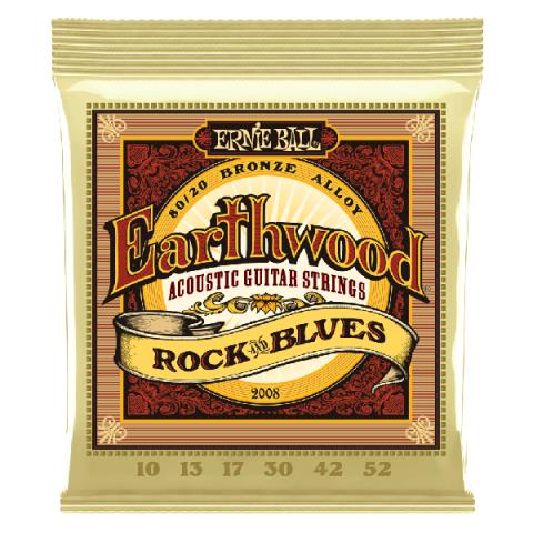 ERNIE BALL-アコギ弦2008 Earthwood Rock and Blues w/Plain G 80/20 10-52