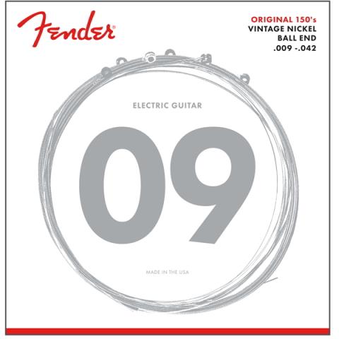 Fender-エレキギター弦Original 150 Guitar Strings, Pure Nickel Wound, Ball End, 150L .009-.042 Gauges, (6)