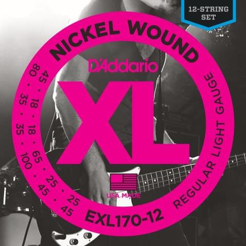 D'Addario-複弦12弦エレキベース弦EXL170-12 12弦 Regular Light 45-100(18-45)