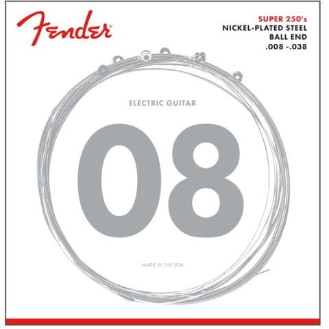 Fender-エレキギター弦Super 250 Guitar Strings, Nickel Plated Steel, Ball End, 250XS Gauges .008-.038, (6)